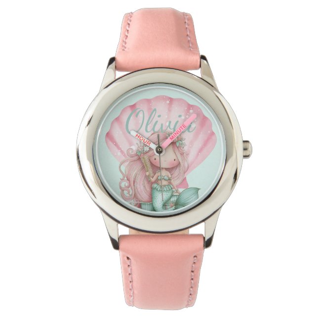 Meerjungfrau Muschel Liebhaber Name  Armbanduhr (Vorderseite)