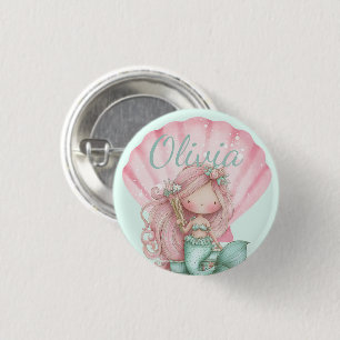 Meerjungfrau Muschel Liebhaber Name  Button