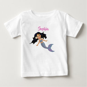 Meerjungfrau Niedlich Dunkle Haare Rosa Weiblich P Baby T-shirt