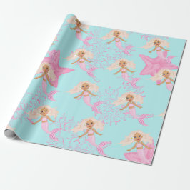 Meerjungfrau Niedlich Girly Pink Blue Geschenkpapier