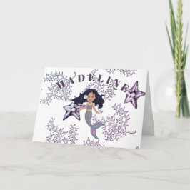 Meerjungfrau Niedliche dunkle Haare unter dem Meer Karte