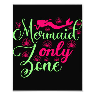 Meerjungfrau-Only-Zone in Hot Pink und Neon Grün Fotodruck