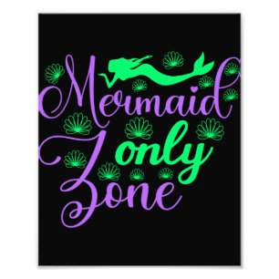 Meerjungfrau-Only-Zone in Neon-Grün und Lila Fotodruck