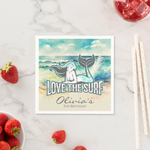 Meerjungfrau Party Liebe der Surf Serviette