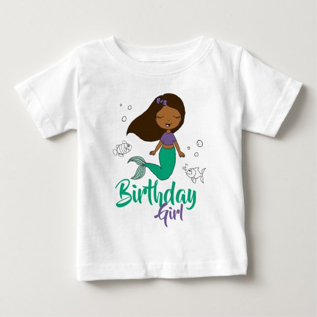 Meerjungfrau-Party Schwarzer Meerjungfrau Cartoon Baby T-shirt (Vorderseite)