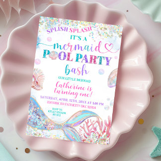 Meerjungfrau-Poolparty-Einladung Einladung