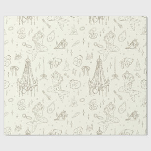 Meerjungfrau Prinzessin Ozean Fantasie Beige Toile Geschenkpapier