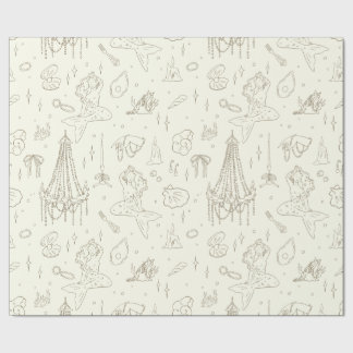 Meerjungfrau Prinzessin Ozean Fantasie Beige Toile Geschenkpapier