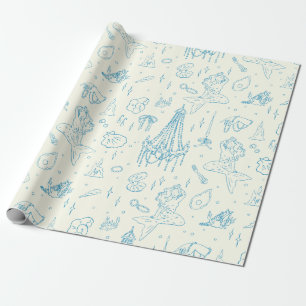 Meerjungfrau Prinzessin Ozean Fantasie Blau Toile- Geschenkpapier