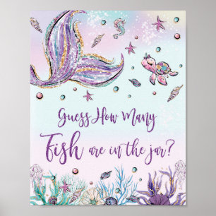 Meerjungfrau Rate Wie Viele Fische Baby Shower Geb Poster