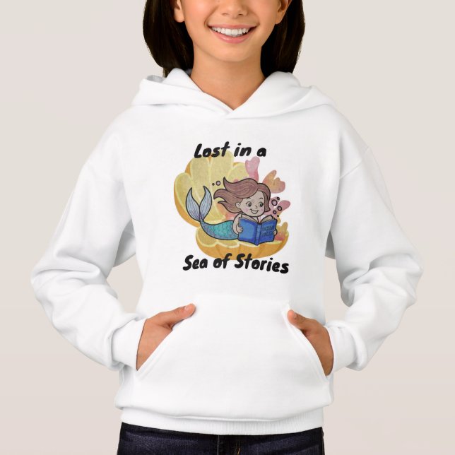 Meerjungfrau Reading Book Under Sea Hoodie (Vorderseite)