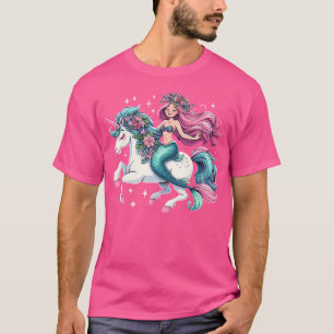 Meerjungfrau Reiten Einhorn Jungen Mädchen Männer  T-Shirt