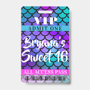 Meerjungfrau Rosa Lila Türkis Party Sweet 16 VIP K Ausweis