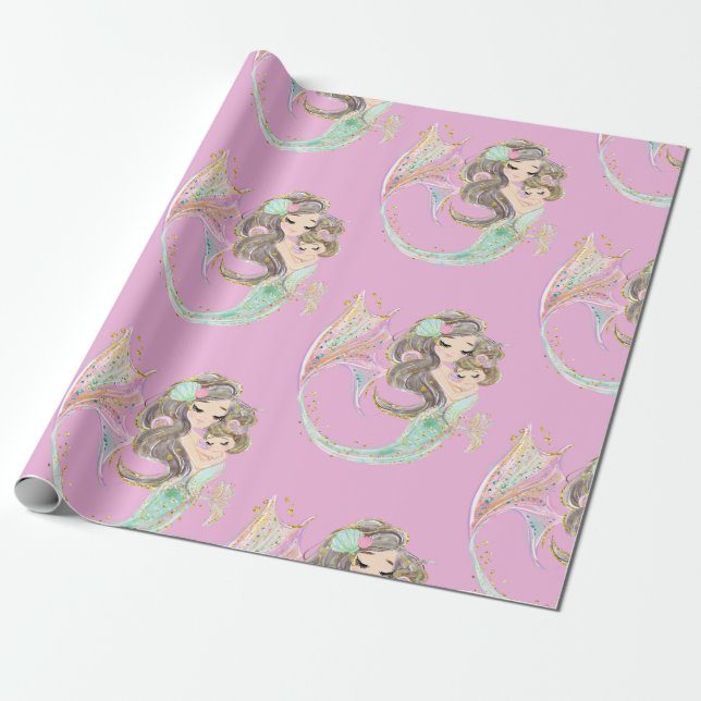 Meerjungfrau - rosa Wrapping Paper Geschenkpapier (Ungerollt)