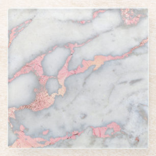 Meerjungfrau Rosegold Glitzer-Marmor Glasuntersetzer