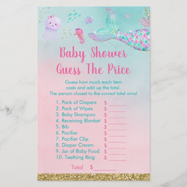 Meerjungfrau schätzt das Preisduschenspiel (Vorderseite)