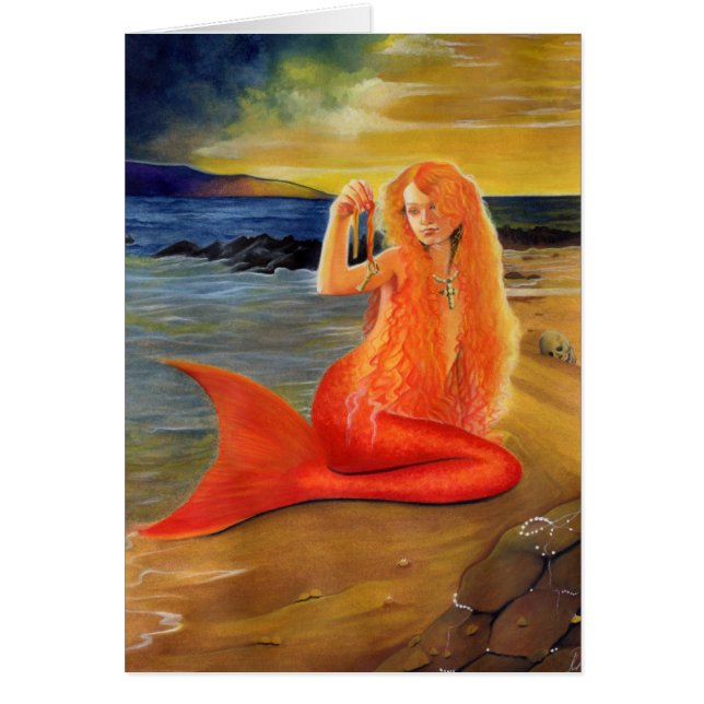 Meerjungfrau-Schlüsselsonnenuntergang-Karte (Vorne)