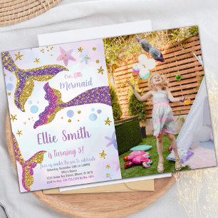 Meerjungfrau Schwanz Glitzer Geburtstagseinladunge Einladung