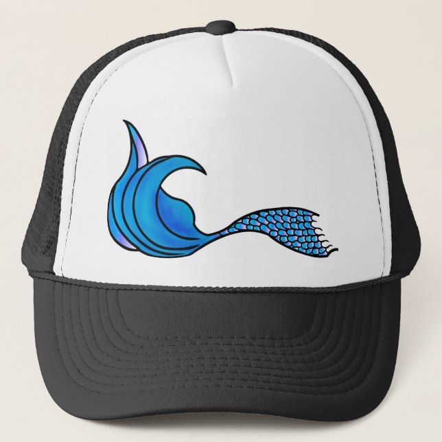 Meerjungfrau-Schwanz in Blautönen Truckerkappe (Vorderseite)
