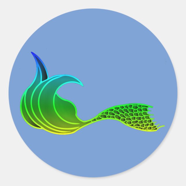 Meerjungfrau-Schwanz in grünen Aufklebern Runder Aufkleber (Vorderseite)