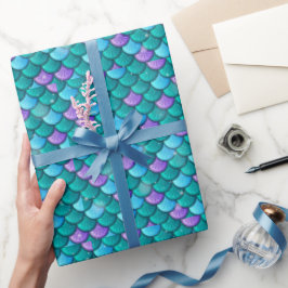 Meerjungfrau Schwanz Scales Green & Lila Muster Geschenkpapier