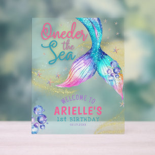 Meerjungfrau Schwanz Unter dem Meer 1. Geburtstag Acrylschild