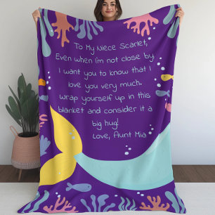 Meerjungfrau Schwanz Unterwasserwelt Riff und Fisc Fleecedecke