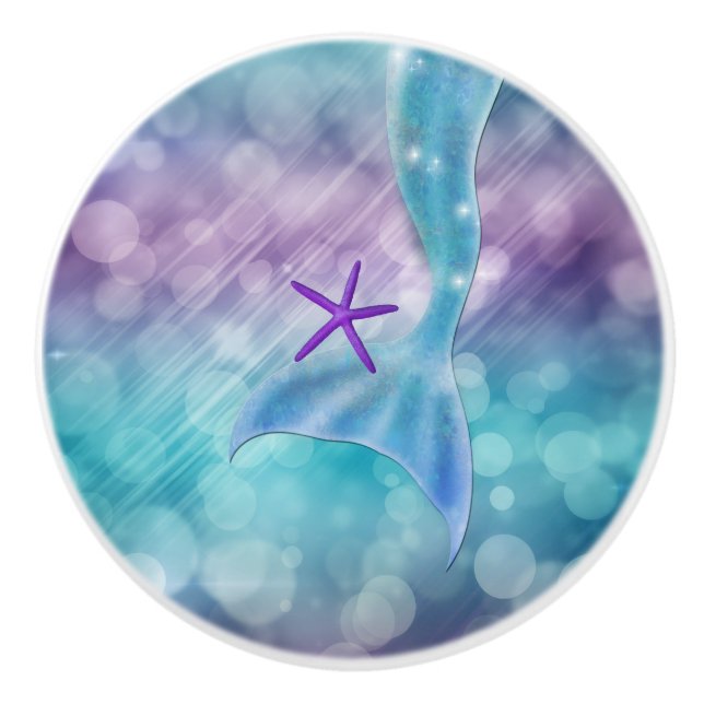 Meerjungfrau-Schwanz verzaubert Keramikknauf (Vorderseite)