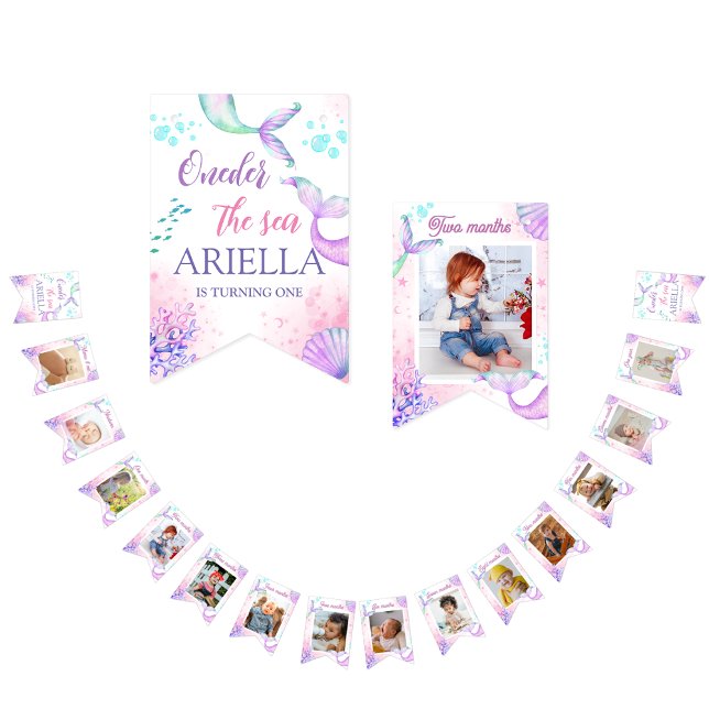 Meerjungfrau Schwanz Wasserfarbe Geburtstag unter  Wimpelkette (Von Creator hochgeladen)