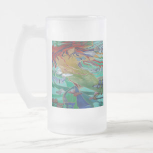 Meerjungfrau Schwimmen mit Schmetterlingen Fantasy Mattglas Bierglas