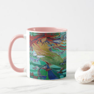 Meerjungfrau Schwimmen mit Schmetterlingen Fantasy Tasse