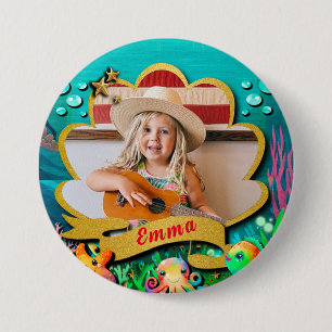 Meerjungfrau, Seashell, Freunde von Meerestieren,  Button