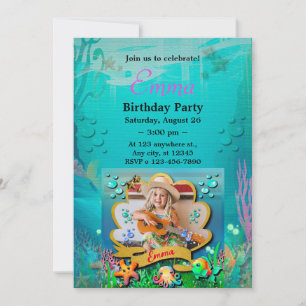 Meerjungfrau, Seashell, Freunde von Meerestieren,  Einladung