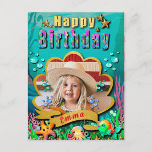 Meerjungfrau, Seashell, Freunde von Meerestieren, Postkarte