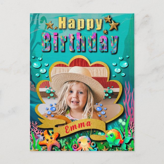 Meerjungfrau, Seashell, Freunde von Meerestieren,  Postkarte (Vorderseite)