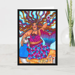 Meerjungfrau & Siegel auf der Beach Card Karte