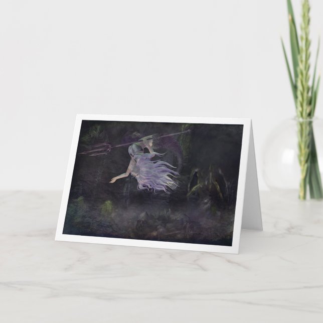 Meerjungfrau sieht ein Baby Kraken notecard Karte (Vorderseite)