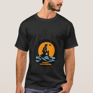 Meerjungfrau sieht Flying Hexe auf Broom Happy Hal T-Shirt