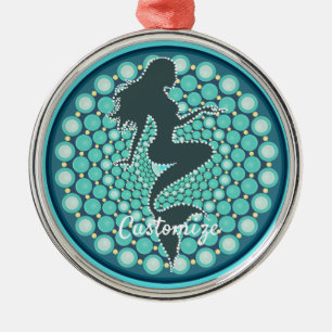 Meerjungfrau-Silhouette in Bubbles Thunder_Cove Me Ornament Aus Metall