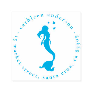 Meerjungfrau-Silhouette-runder Name u. Permastempel