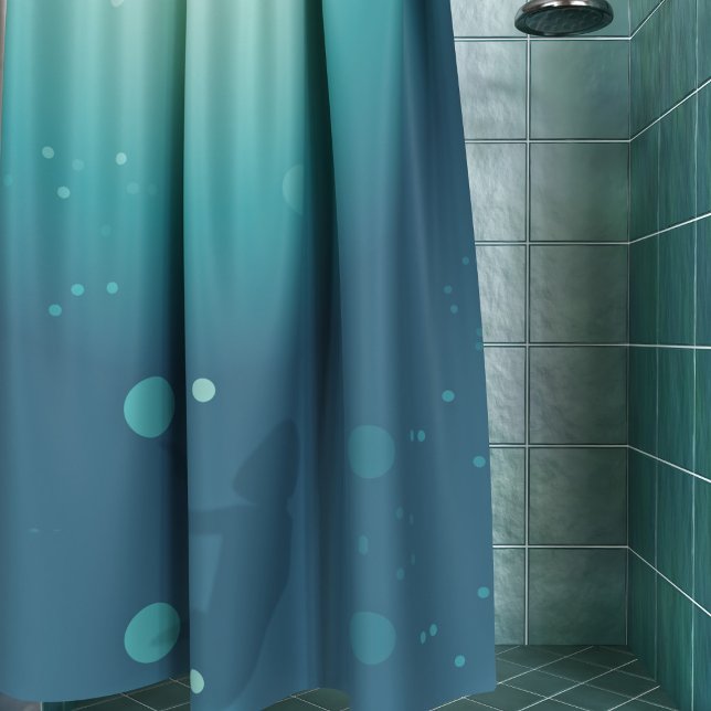 Meerjungfrau Silhouette schwimmt unter Wasser Aqua Duschvorhang (A teal green/blue shower curtain perfect for mermaids. Check out the collection!)
