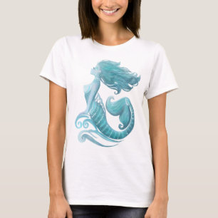 Meerjungfrau Silhouette Wasserfarben stilvoll T-Shirt