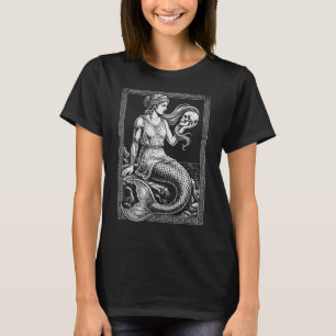 Meerjungfrau-Sirene gerahmtes Kunstwerk T-Shirt