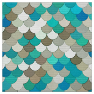 Meerjungfrau-Skalen, Türkis, Aqua, Taupe u. Creme Stoff