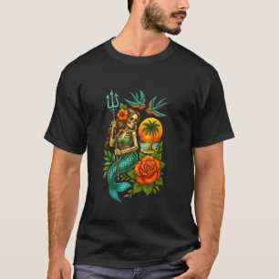 Meerjungfrau Skelett Traditionelles Tattoo Oldscho T-Shirt
