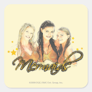 Meerjungfrau-Skizze Quadratischer Aufkleber