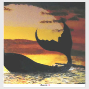 Meerjungfrau-Sonnenuntergangsmalerei #2 Aufkleber