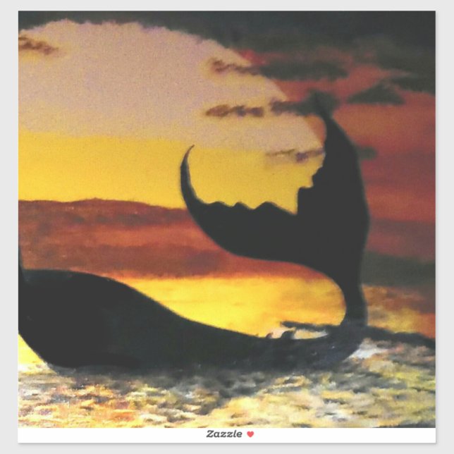 Meerjungfrau-Sonnenuntergangsmalerei #2 Aufkleber (Blatt)