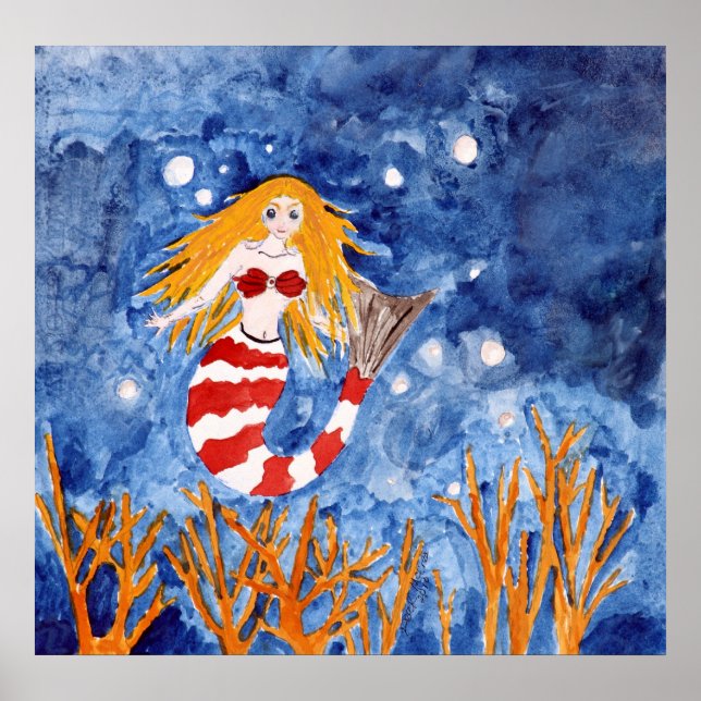 Meerjungfrau Stranddekor Kunstposter Poster (Vorne)