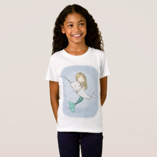 Meerjungfrau-T - Shirtmeerjungfrau u. Narwhal T - T-Shirt
